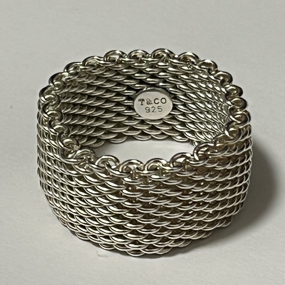 Authentic TIFFANY & CO. Somerset Sterling Silver Mesh Ring - Picture 1 of 3